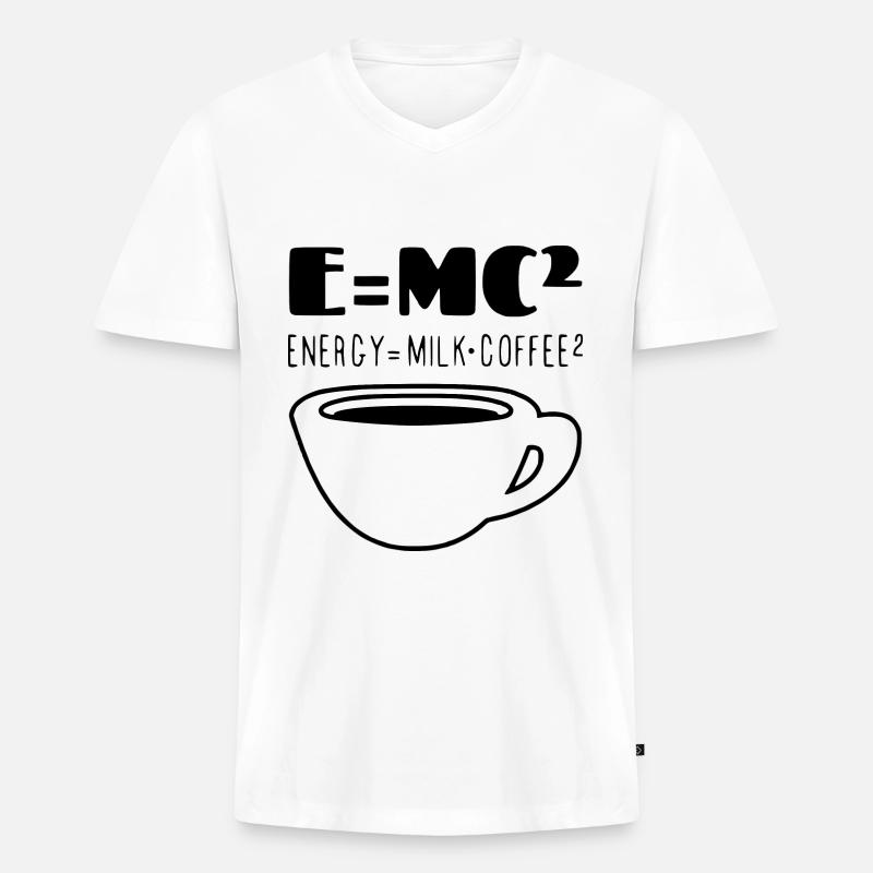E=mc^2 das Caffe der Physiker - Männer Premium Bio T-Shirt mit V-Ausschnitt - Weiß
