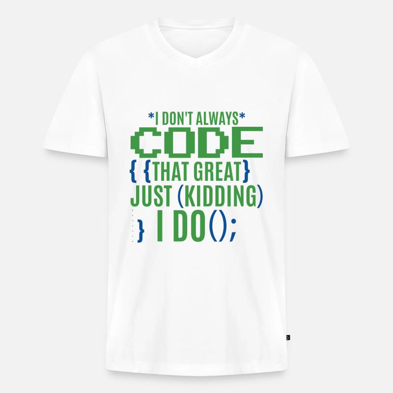 Funny Coder Programmer IT - Men's Premium Organic T-shirt with V-neck - white