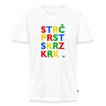 Strč Prst Skrz Krk - Tschechischer Zungenbrecher - Männer Premium Bio T-Shirt mit V-Ausschnitt - Weiß - Vorne - Nico (187cm)