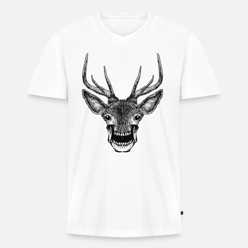 Deer Skull - Männer Premium Bio T-Shirt mit V-Ausschnitt - Weiß