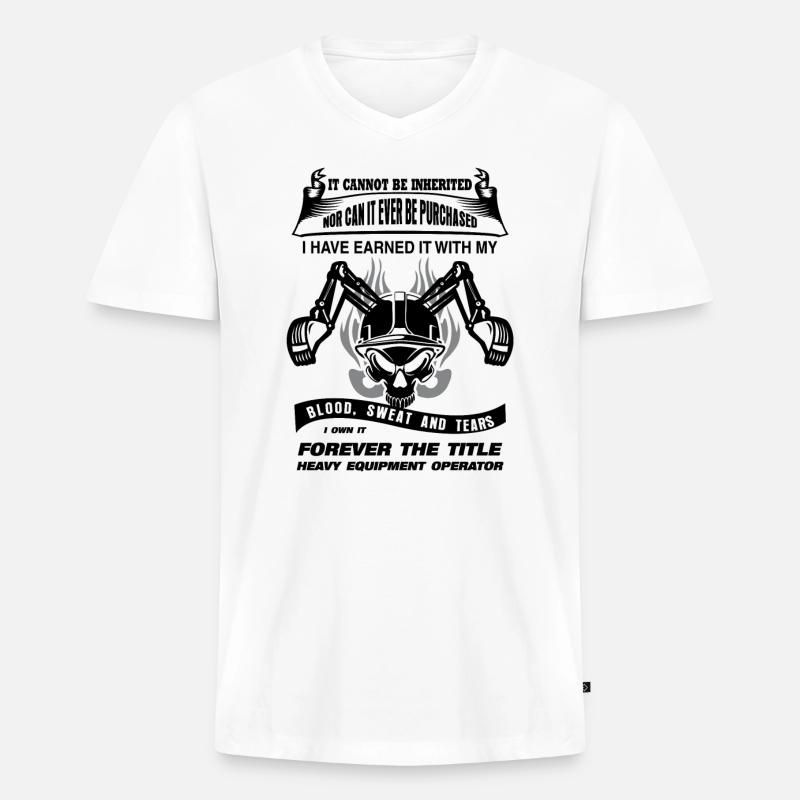 Baggerfahrer Spruch Bagger - Männer Premium Bio T-Shirt mit V-Ausschnitt - Weiß