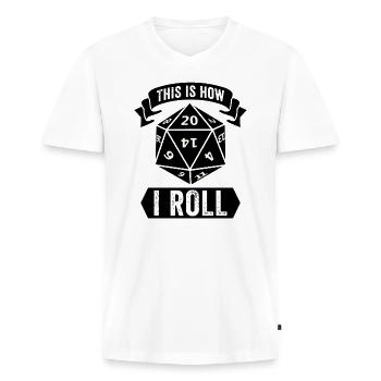 Rollenspiel Würfel Würfeln Spruch - Männer Premium Bio T-Shirt mit V-Ausschnitt - Weiß - Vorne - Nico (187cm)