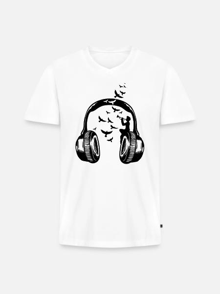 Trumpet player trumpet music - Men's Premium Organic T-shirt with V-neck - white