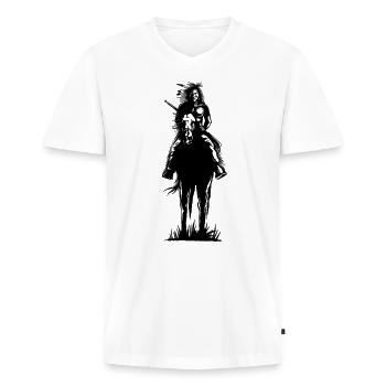 Indians - Men's Premium Organic T-shirt with V-neck - white - Front - Nico (187cm)