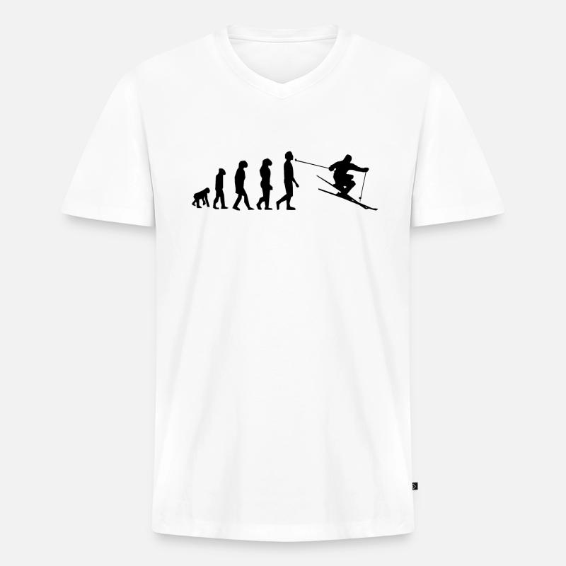 SKI EVOLUTION - Männer Premium Bio T-Shirt mit V-Ausschnitt - Weiß