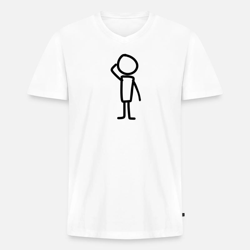Mann Mensch - Männer Premium Bio T-Shirt mit V-Ausschnitt - Weiß