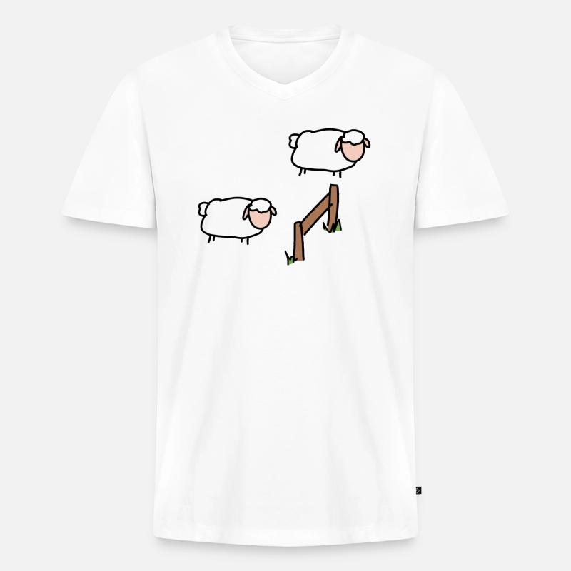 Schafe schlafen - Männer Premium Bio T-Shirt mit V-Ausschnitt - Weiß
