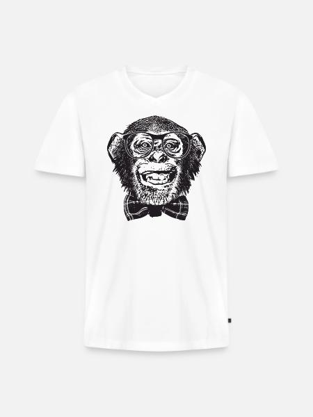Monkey Nerd - Men's Premium Organic T-shirt with V-neck - white