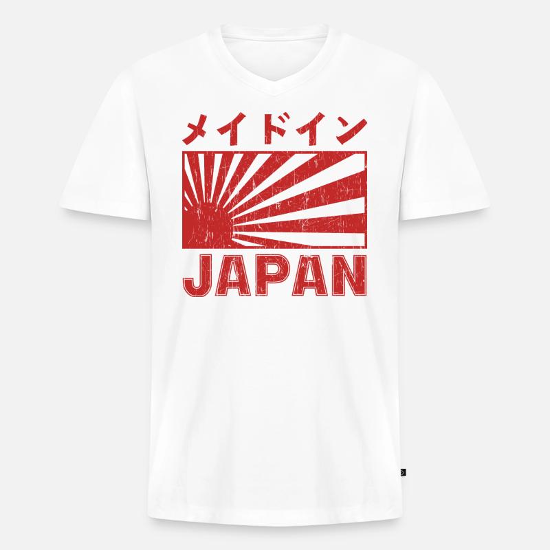 Japan Flagge Antike Samurai - Männer Premium Bio T-Shirt mit V-Ausschnitt - Weiß