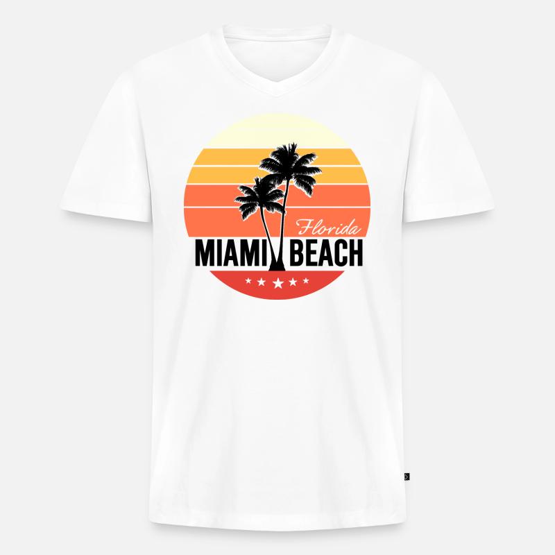 Miami Beach - Männer Premium Bio T-Shirt mit V-Ausschnitt - Weiß
