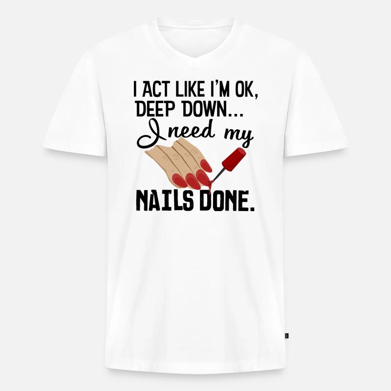 Fingernägel - Männer Premium Bio T-Shirt mit V-Ausschnitt - Weiß