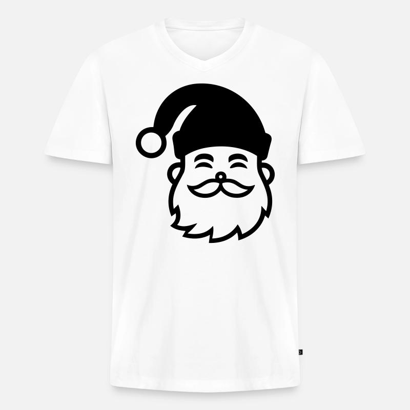 Kleiner Weihnachtsmann - Männer Premium Bio T-Shirt mit V-Ausschnitt - Weiß