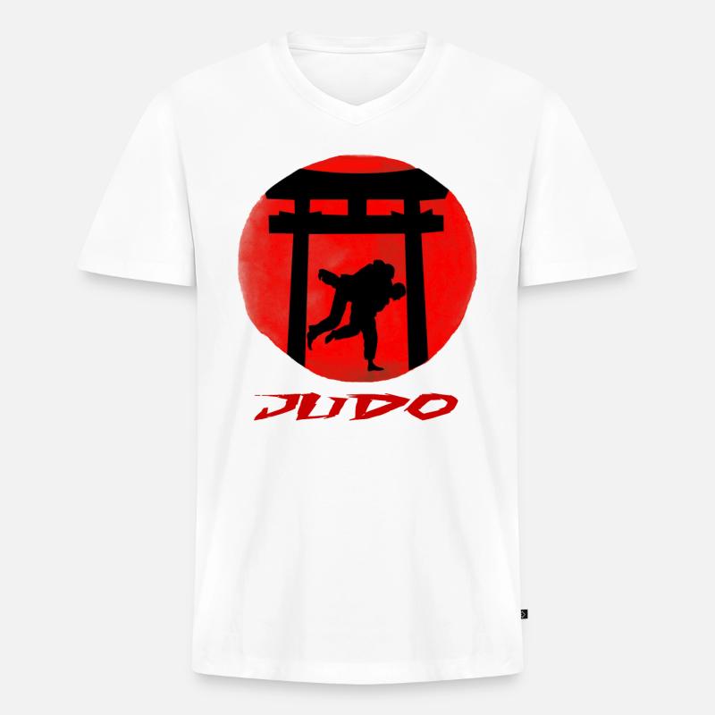 Judo - Männer Premium Bio T-Shirt mit V-Ausschnitt - Weiß