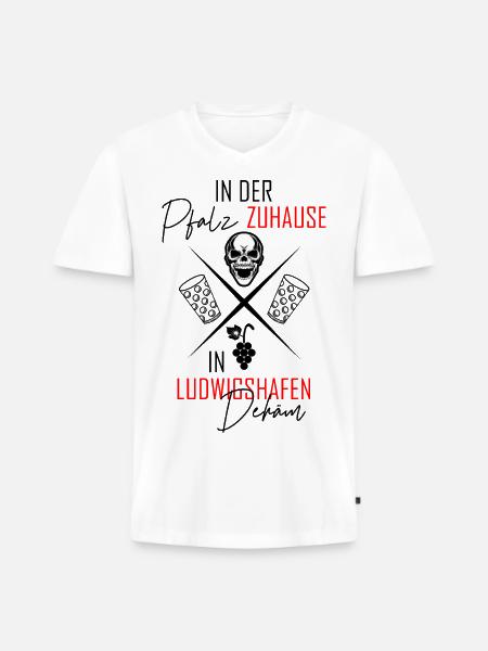 In Ludwigshafen dehäm - Männer Premium Bio T-Shirt mit V-Ausschnitt - Weiß