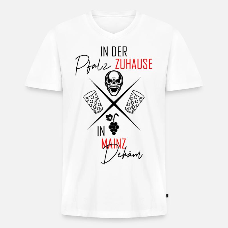 In Mainz dehäm - Männer Premium Bio T-Shirt mit V-Ausschnitt - Weiß