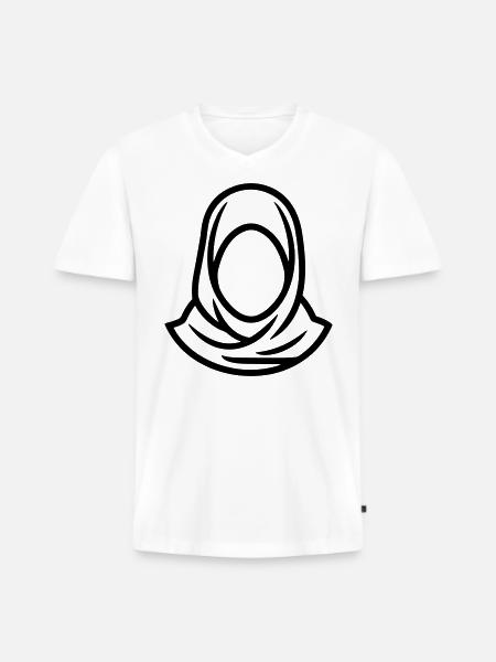 Hijab hovedtørklæde muslimsk kvinde - Premium økologisk T-shirt med V-hals til mænd - hvid