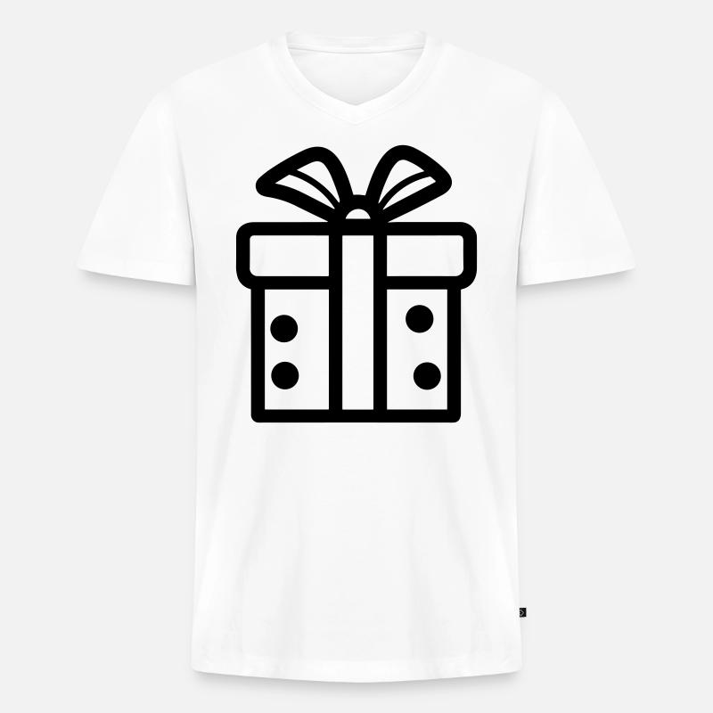 Geschenk-Icon-Box - Männer Premium Bio T-Shirt mit V-Ausschnitt - Weiß