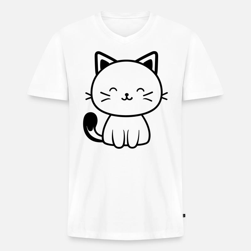 Kätzchen - Männer Premium Bio T-Shirt mit V-Ausschnitt - Weiß