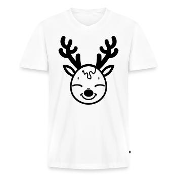 Julerensdyr - Premium økologisk T-shirt med V-hals til mænd - hvid - Foran - Nico (187cm)