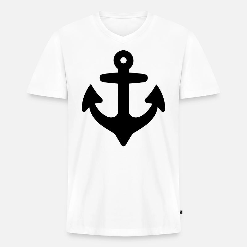 Anker - Männer Premium Bio T-Shirt mit V-Ausschnitt - Weiß