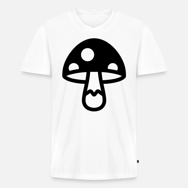 Pilz - Männer Premium Bio T-Shirt mit V-Ausschnitt - Weiß