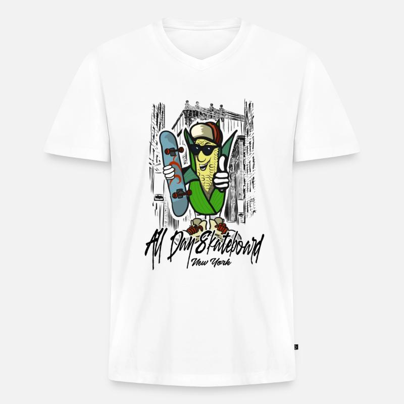 Skateboard - Männer Premium Bio T-Shirt mit V-Ausschnitt - Weiß