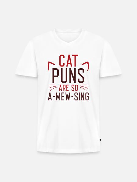 Katzenspiele sind so amüsant - Männer Premium Bio T-Shirt mit V-Ausschnitt - Weiß
