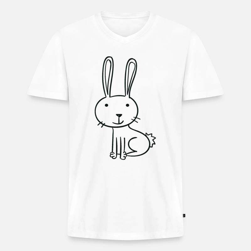 gezeichneter Hase - Männer Premium Bio T-Shirt mit V-Ausschnitt - Weiß