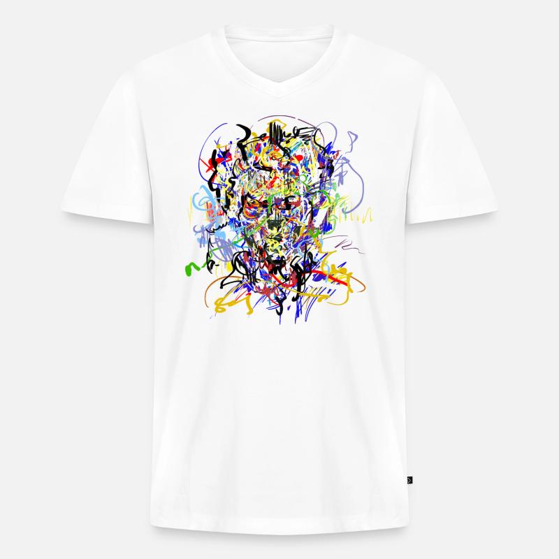 abstrakt - Männer Premium Bio T-Shirt mit V-Ausschnitt - Weiß