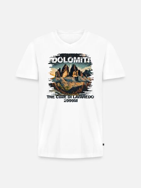 Tre Cime di Lavaredo Dolomiti Tre Cime di Lavaredo - Maglietta ecologica premium da uomo con scollo a V - bianco