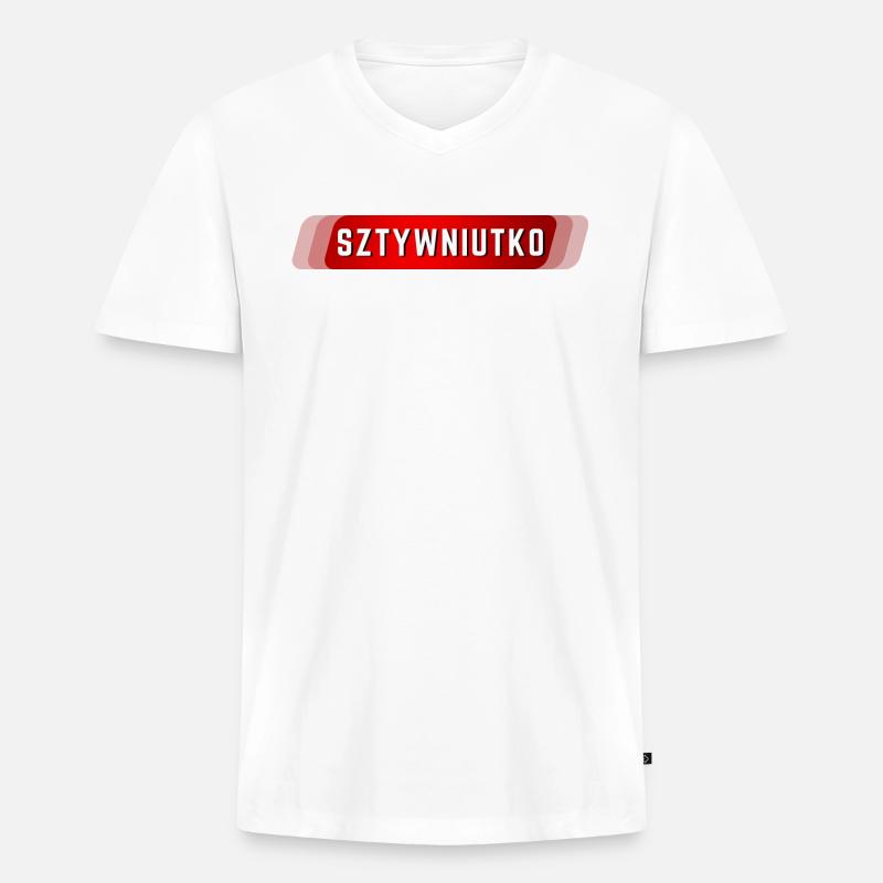 Steif - Männer Premium Bio T-Shirt mit V-Ausschnitt - Weiß