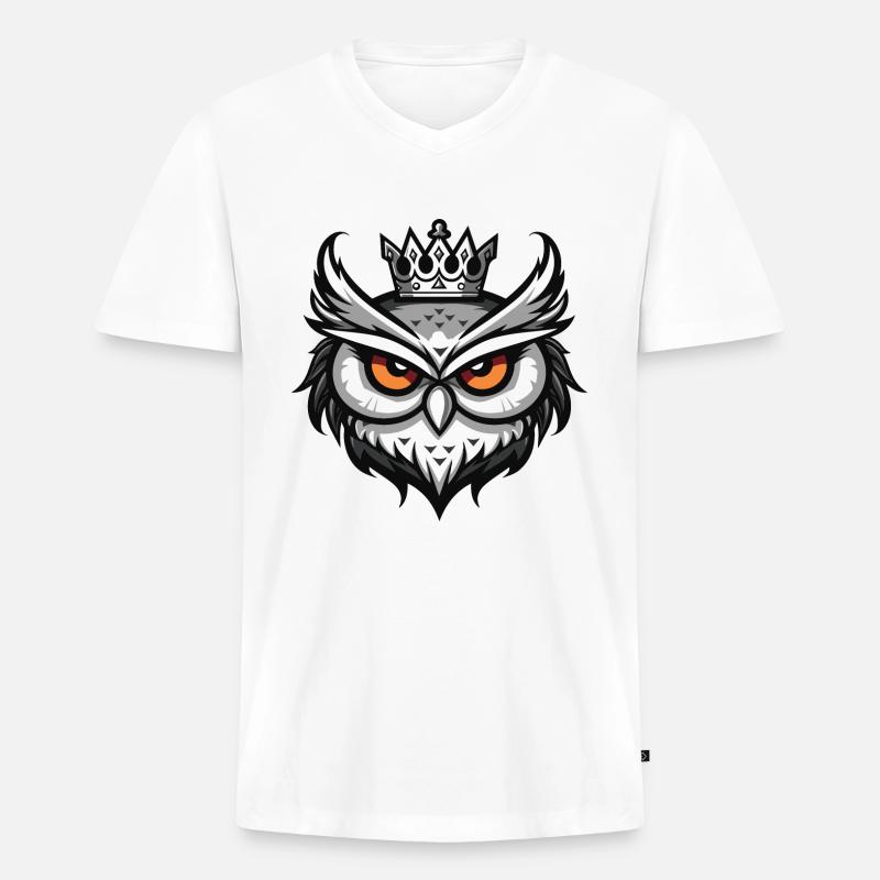 Eule Krone - Männer Premium Bio T-Shirt mit V-Ausschnitt - undefined