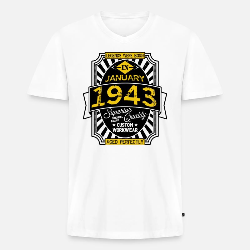 1943 JANUAR - Männer Premium Bio T-Shirt mit V-Ausschnitt - Weiß