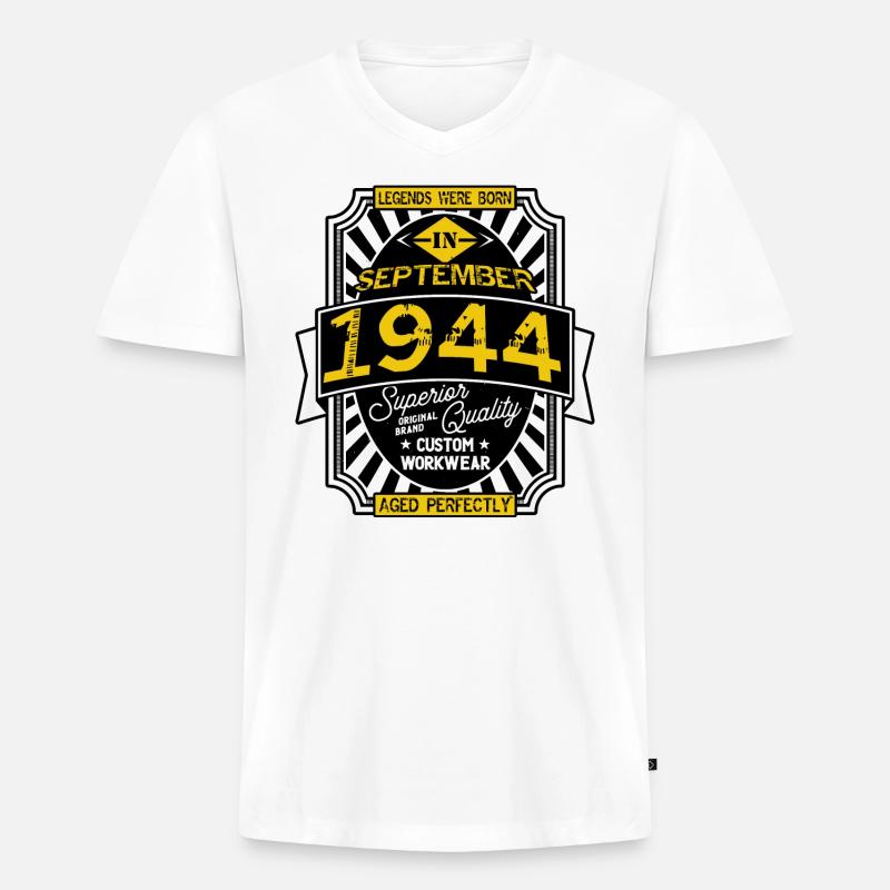 1944 SEPTEMBER - Männer Premium Bio T-Shirt mit V-Ausschnitt - Weiß