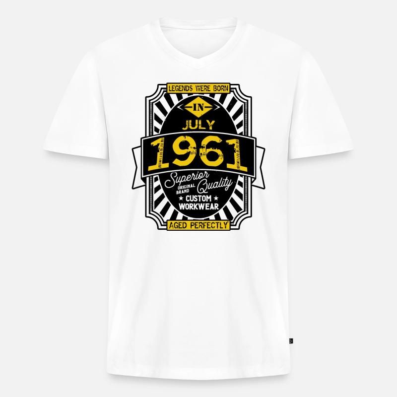 1961 JULI - Männer Premium Bio T-Shirt mit V-Ausschnitt - Weiß
