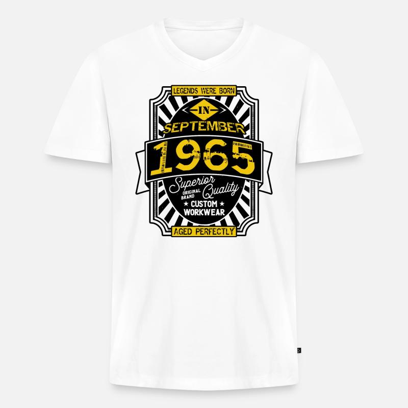 SEPTEMBER 1965 - Männer Premium Bio T-Shirt mit V-Ausschnitt - Weiß