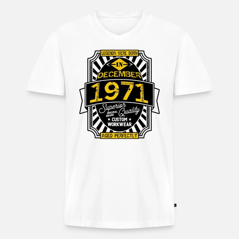 1971 DEZEMBER - Männer Premium Bio T-Shirt mit V-Ausschnitt - Weiß