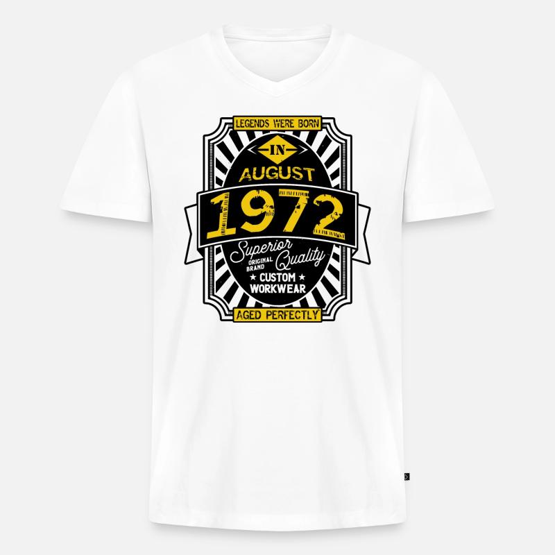 AUGUST 1972 - Männer Premium Bio T-Shirt mit V-Ausschnitt - Weiß