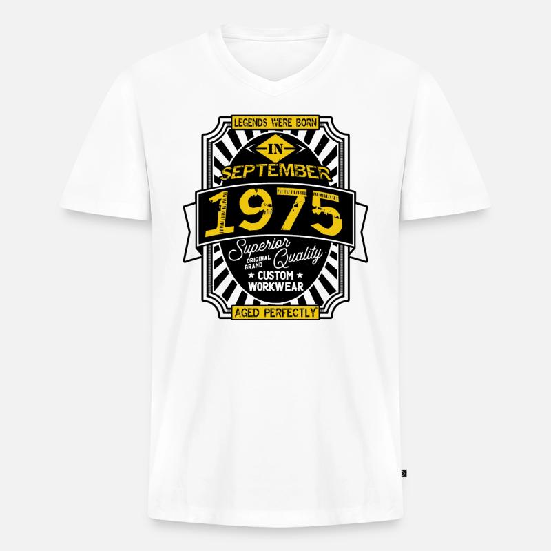 SEPTEMBER 1975 - Männer Premium Bio T-Shirt mit V-Ausschnitt - Weiß