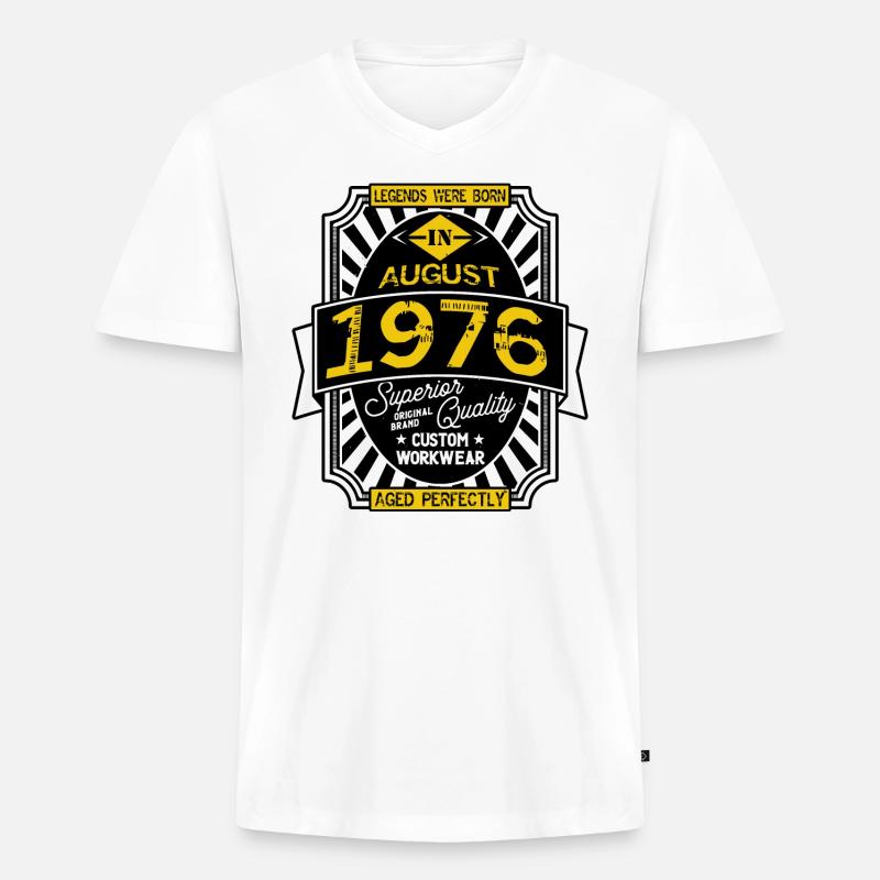AUGUST 1976 - Männer Premium Bio T-Shirt mit V-Ausschnitt - Weiß