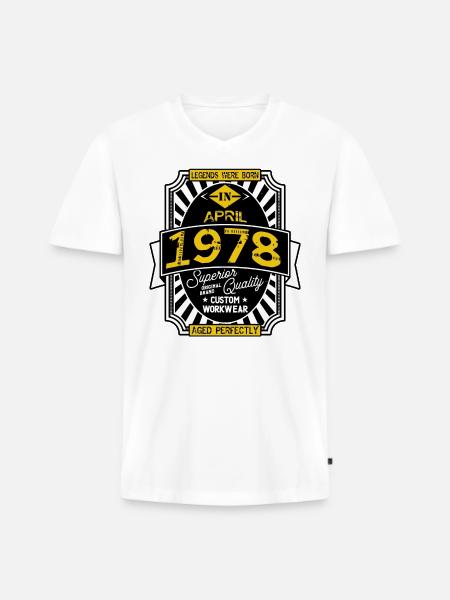 1978 APRIL - Männer Premium Bio T-Shirt mit V-Ausschnitt - Weiß