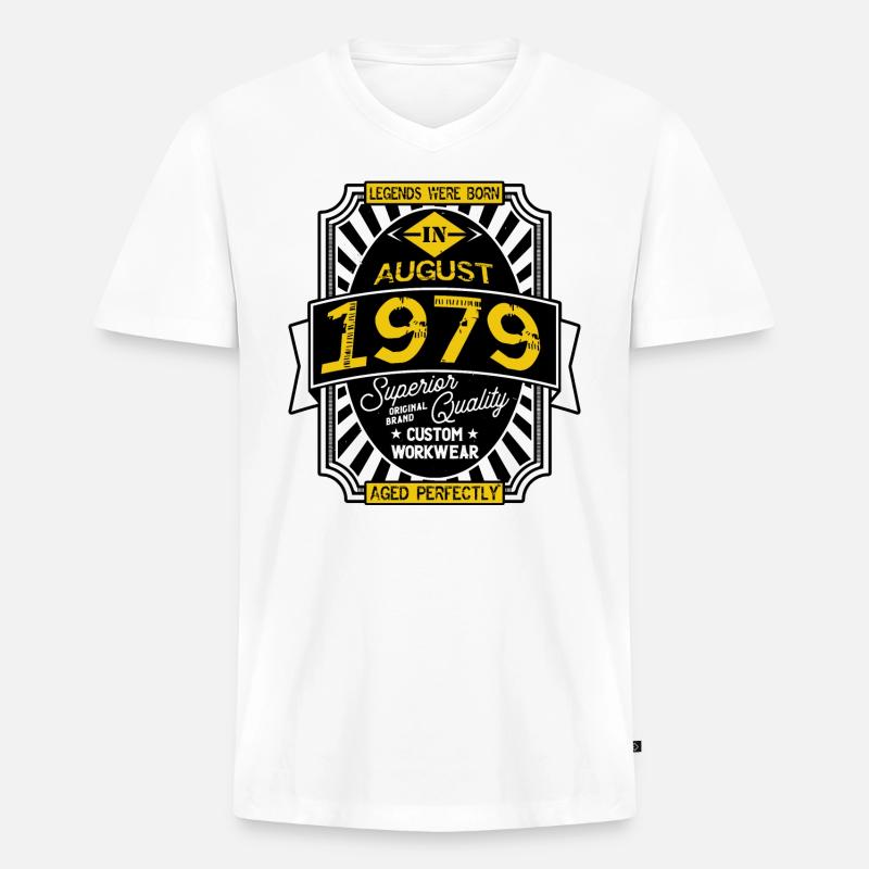 AUGUST 1979 - Männer Premium Bio T-Shirt mit V-Ausschnitt - Weiß