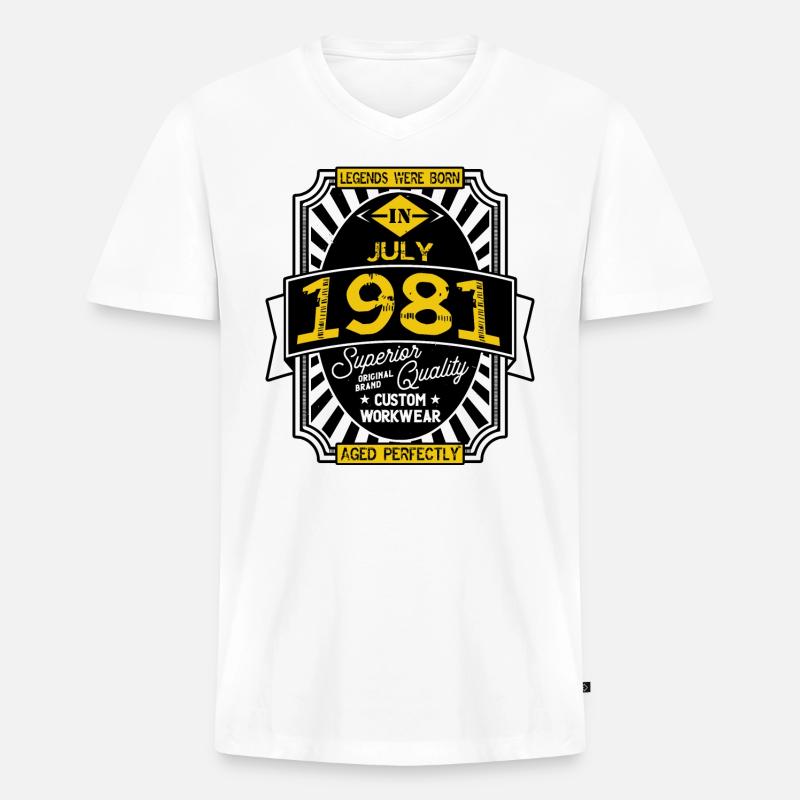 1981 JULI - Männer Premium Bio T-Shirt mit V-Ausschnitt - Weiß