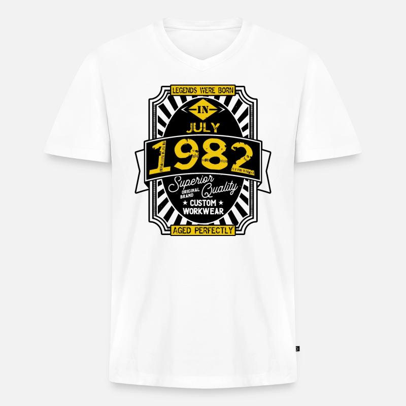 1982 JULI - Männer Premium Bio T-Shirt mit V-Ausschnitt - Weiß