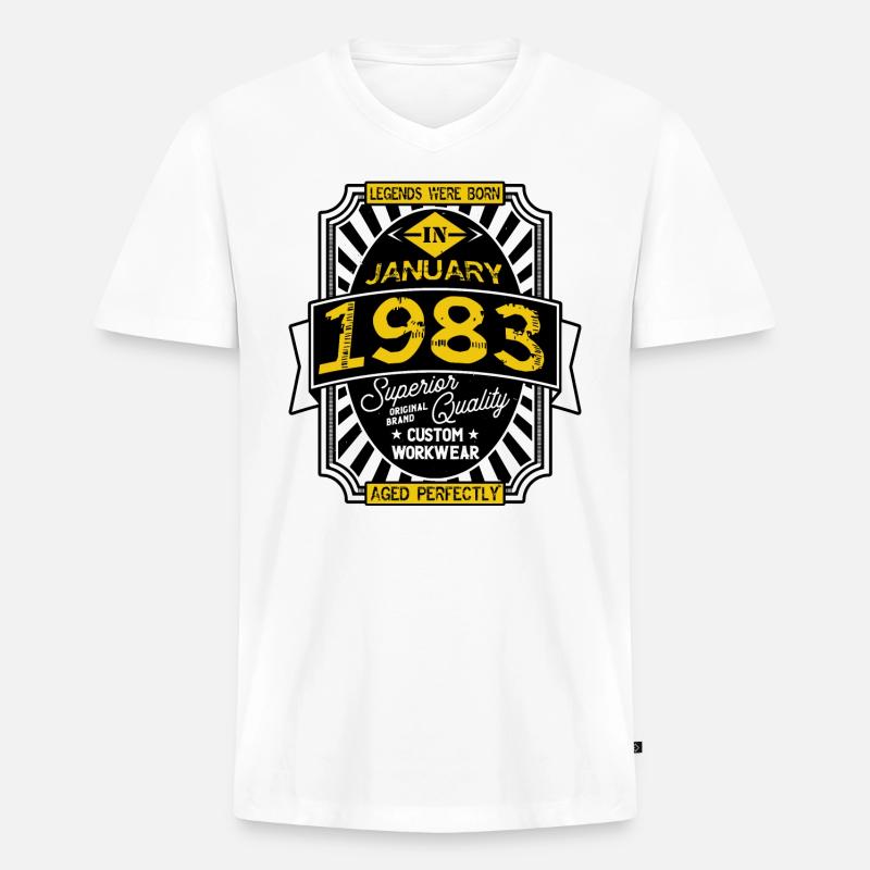 JANUAR 1983 - Männer Premium Bio T-Shirt mit V-Ausschnitt - Weiß