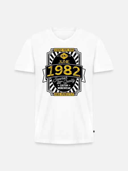 1982 JUNE - T-shirt encolure en V Premium bio Homme - blanc