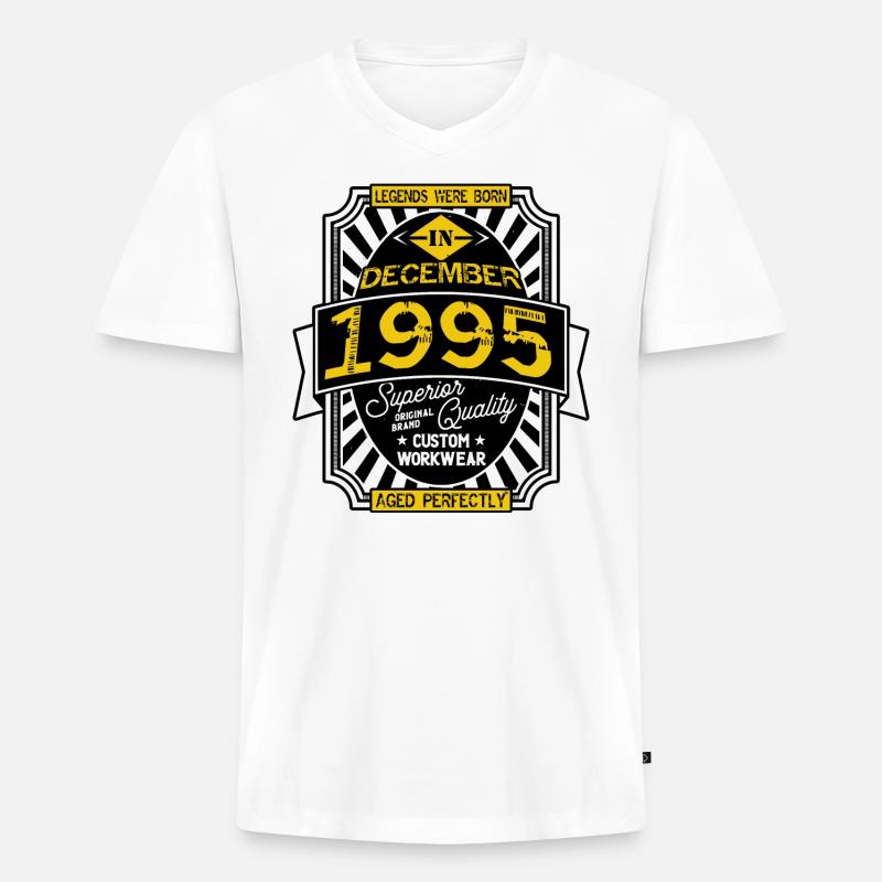 1995 DEZEMBER - Männer Premium Bio T-Shirt mit V-Ausschnitt - Weiß