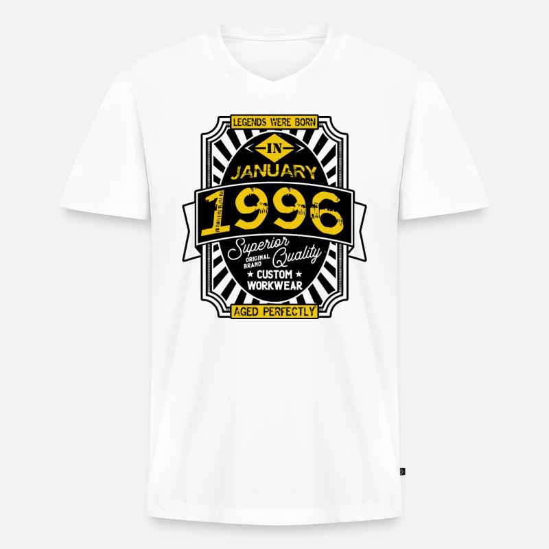 1996 JANUAR - Männer Premium Bio T-Shirt mit V-Ausschnitt - Weiß