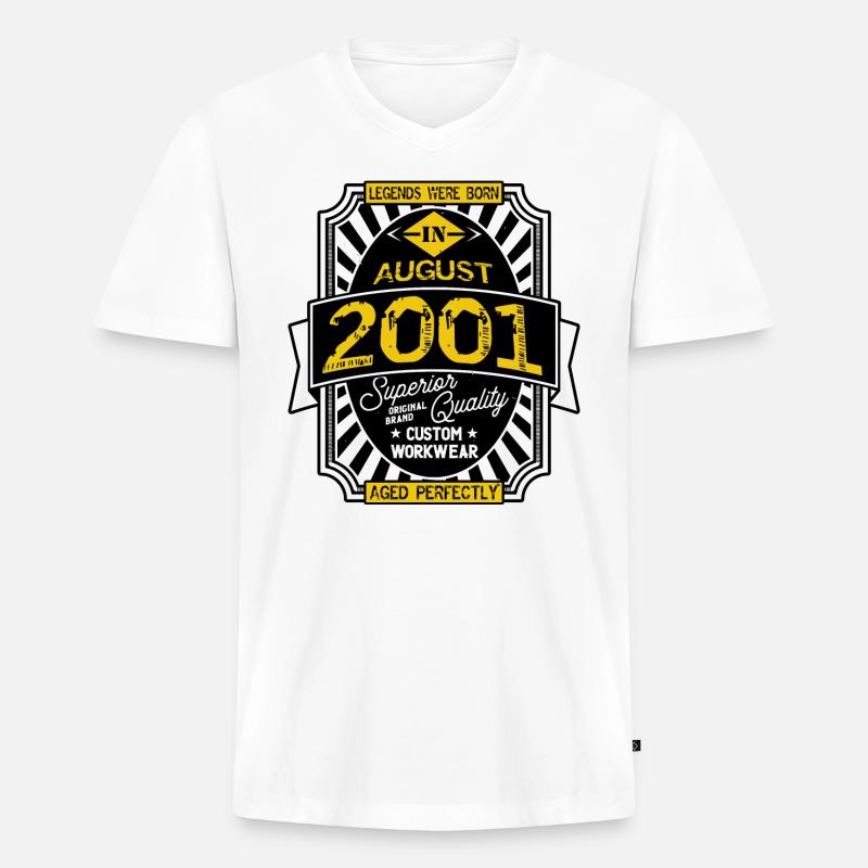 AUGUST 2001 - Männer Premium Bio T-Shirt mit V-Ausschnitt - Weiß