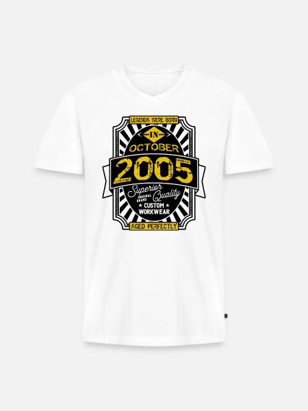 2005 OCTOBER - Men's Premium Organic T-shirt with V-neck - white